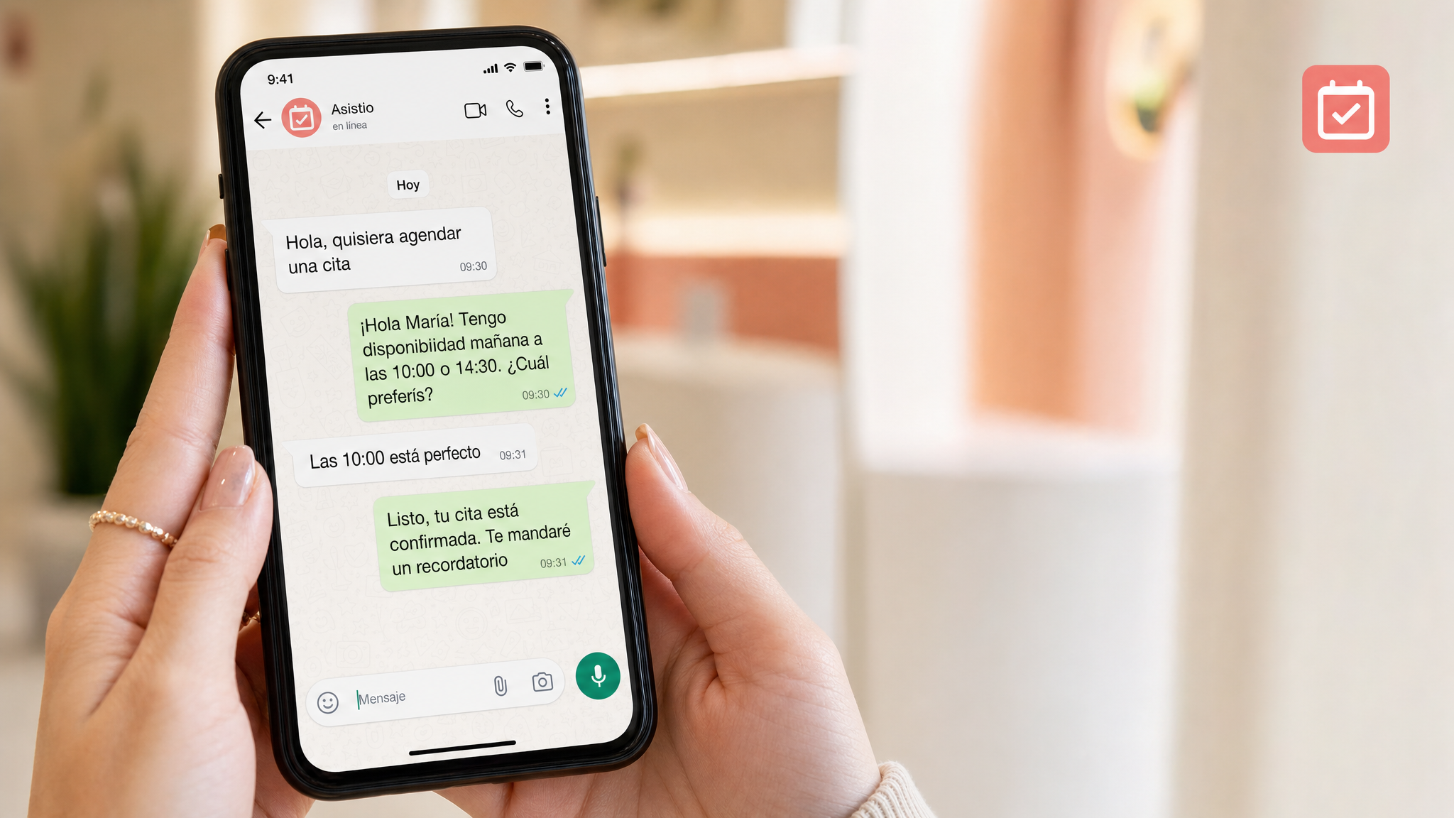 Asistio agendando una cita por WhatsApp